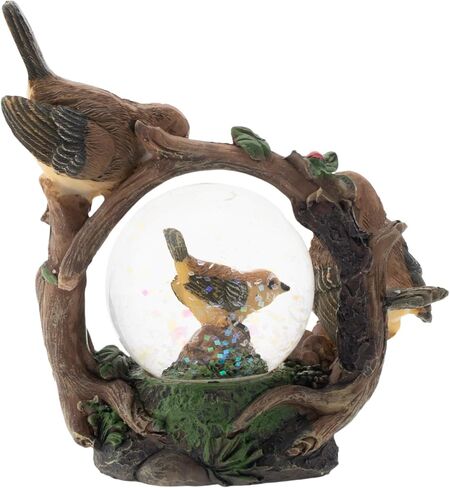 Elanze Designs Black Mask Yellow Birds Magical Whimsical Tabletop Dresser Nightstand Figurine Miniature 45MM Sturdy Polyresin Glitter Water Snow Globe Decoration in Saudi Arabia