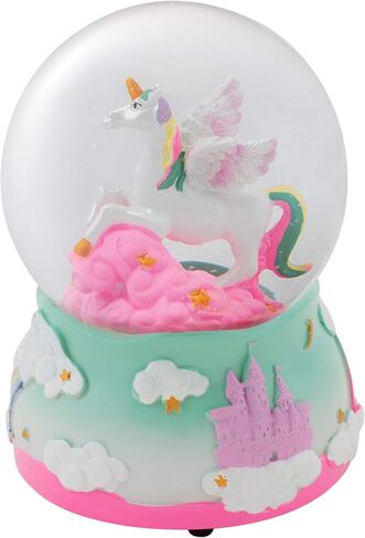 Elanze Designs Unicorn Rainbows on Teal Wind Up Musical Tabletop Dresser Nightstand Figurine Decoration 100MM Sturdy Glitter Water Snow Globe Plays Tune The Unicorn in Saudi Arabia