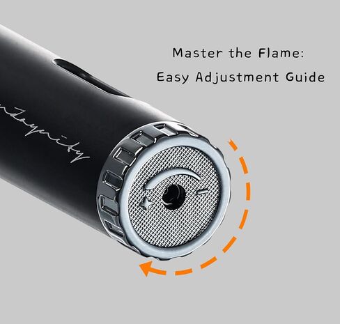 Pen Torch Lighter - Refillable Single Flame Butane Torch Lighter for Candle, & Cooking w/Adjustable Flame & Ignition Lock - Luxurious Handheld Camping Lighter & Gift Box by inZaynity - Black & Steel in Saudi Arabia