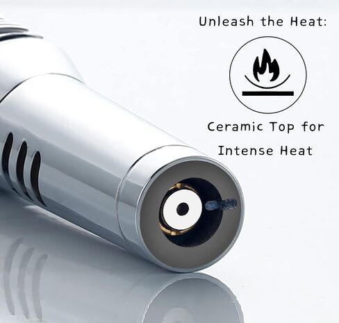 Pen Torch Lighter - Refillable Single Flame Butane Torch Lighter for Candle, & Cooking w/Adjustable Flame & Ignition Lock - Luxurious Handheld Camping Lighter & Gift Box by inZaynity - Black & Steel in Saudi Arabia