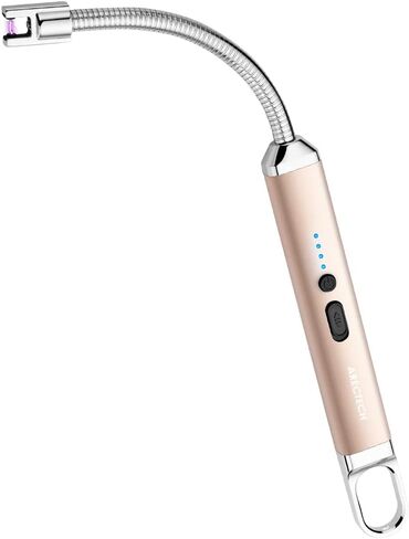 ARECTECH Electric Arc Candle Lighter Flameless Rechargeable USB Long Lighter with 360 Rotatable Bendable Neck for Candle Cooking BBQs Fireworks Gold in Kuwait