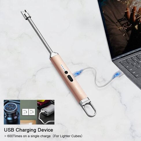ARECTECH Electric Arc Candle Lighter Flameless Rechargeable USB Long Lighter with 360 Rotatable Bendable Neck for Candle Cooking BBQs Fireworks Gold in Kuwait