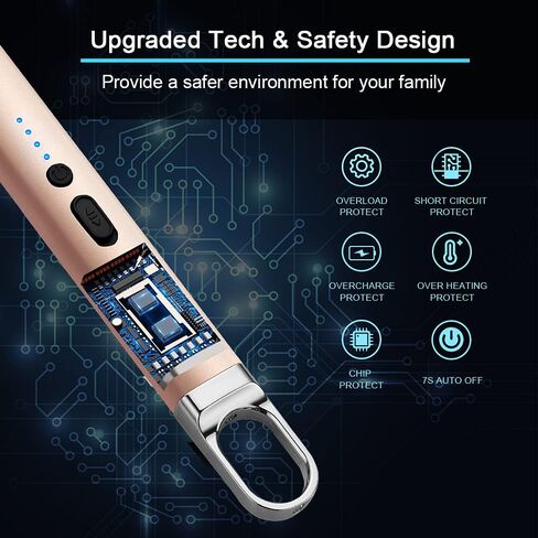 ARECTECH Electric Arc Candle Lighter Flameless Rechargeable USB Long Lighter with 360 Rotatable Bendable Neck for Candle Cooking BBQs Fireworks Gold in Kuwait