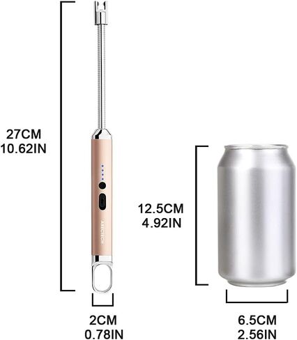 ARECTECH Electric Arc Candle Lighter Flameless Rechargeable USB Long Lighter with 360 Rotatable Bendable Neck for Candle Cooking BBQs Fireworks Gold in Kuwait