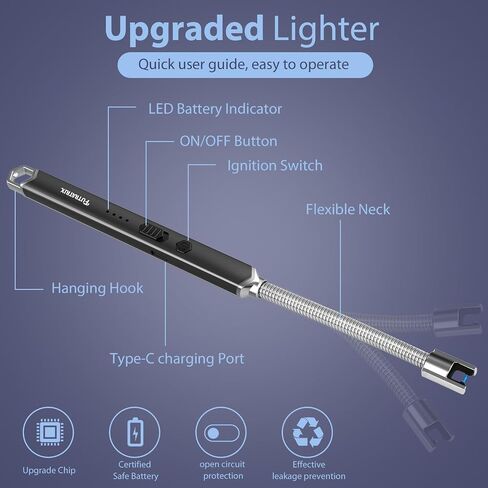 ولاعة شموع إلكترونية من فوتراتريكس مقاومة للرياح وعديمة اللهب قابلة لإعادة الشحن عبر USB (عبوة واحدة - أسود) in Saudi Arabia