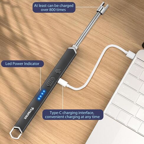 ولاعة شموع إلكترونية من فوتراتريكس مقاومة للرياح وعديمة اللهب قابلة لإعادة الشحن عبر USB (عبوة واحدة - أسود) in Saudi Arabia