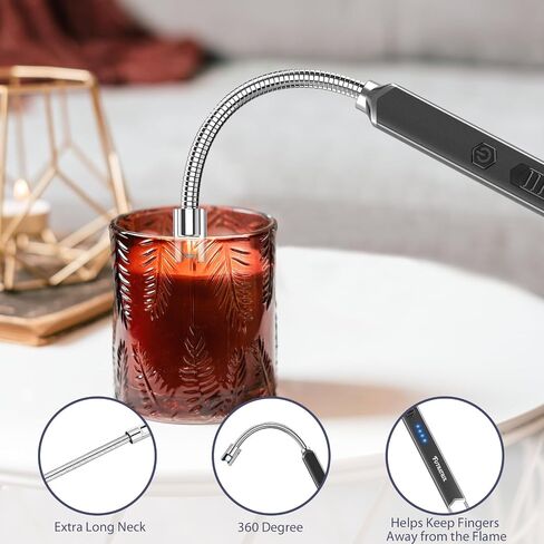 ولاعة شموع إلكترونية من فوتراتريكس مقاومة للرياح وعديمة اللهب قابلة لإعادة الشحن عبر USB (عبوة واحدة - أسود) in Saudi Arabia
