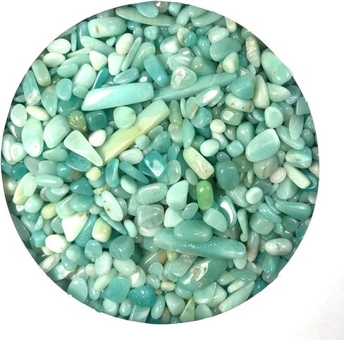 IMALY Amazonite Tumbled Chips Stone Polished Crushed Healing Crystal Quartz Pieces Irregular Shaped Stones for Home Decorative Stones Vases Plants Succulents 0.5lb in Saudi Arabia