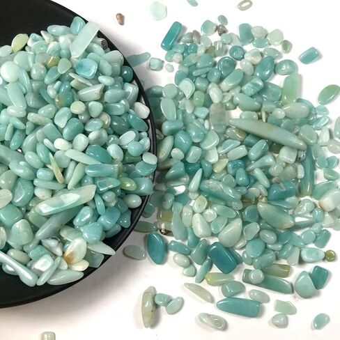 IMALY Amazonite Tumbled Chips Stone Polished Crushed Healing Crystal Quartz Pieces Irregular Shaped Stones for Home Decorative Stones Vases Plants Succulents 0.5lb in Saudi Arabia