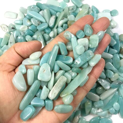 IMALY Amazonite Tumbled Chips Stone Polished Crushed Healing Crystal Quartz Pieces Irregular Shaped Stones for Home Decorative Stones Vases Plants Succulents 0.5lb in Saudi Arabia