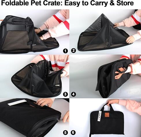 SMONT قفص حيوانات أليفة قابل للطي بجوانب ناعمة مقاس 21.6 × 15.7 × 11.8 بوصة للقطط والكلاب الصغيرة والأرانب مع مقصورتين، حامل سفر للحيوانات الأليفة في السيارة، بيت للحيوانات الأليفة داخلي وخارجي أسود in Kuwait