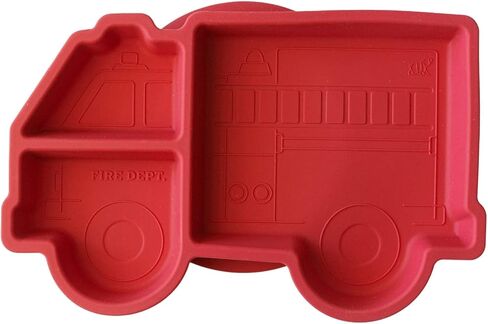 Our Little Cubs Firetruck Suction Plates for Baby - fire truck Toddler Plates - Suction Plates for Toddlers - Plates Divided Into 3-Portions - boy Baby Plates Microwave Dishwasher Safe in Saudi Arabia