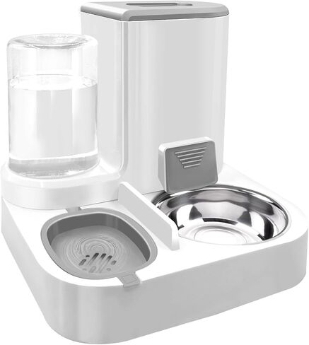 MEETSTARS Automatic Dog Cat Feeders Water Bowls Large Capacity 1 L with Food Container Large Capacity 2.2L,Indoor Portable Water Dispenser for Other Pets for Small Medium Pets (Grey) in Saudi Arabia
