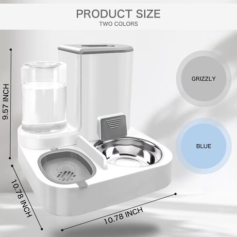 MEETSTARS Automatic Dog Cat Feeders Water Bowls Large Capacity 1 L with Food Container Large Capacity 2.2L,Indoor Portable Water Dispenser for Other Pets for Small Medium Pets (Grey) in Saudi Arabia