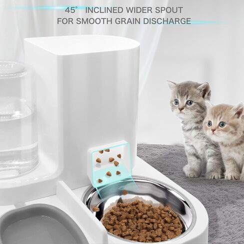 MEETSTARS Automatic Dog Cat Feeders Water Bowls Large Capacity 1 L with Food Container Large Capacity 2.2L,Indoor Portable Water Dispenser for Other Pets for Small Medium Pets (Grey) in Saudi Arabia