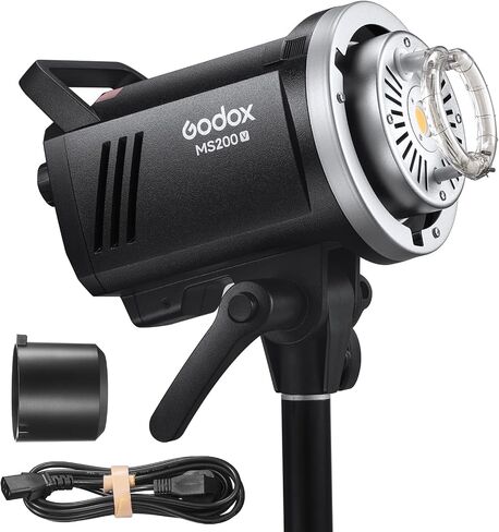 Godox MS200V LED Studio Flash 200W, LED Light 2.4G GN53 5600K CCT with LED Modeling Lamp Bowens Mount, Power Output Stability for Photographic Studio Portrait Shooting(MS200 Upgraded Version) in Saudi Arabia