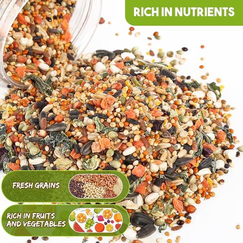 طعام الببغاء الطبيعي من أبيزو، مزيج من بذور الببغاء والخضار والفواكه والمكسرات، مزيج من حبيبات طعام الطيور، يعامل جرة لببغاء فينش، حمامة، كوكاتيل، ماكاو، كونور، طيور الحب، الطيور البرية للمغذيات الخارجية، الوجبات الخفيفة in Kuwait