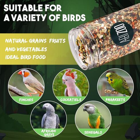 طعام الببغاء الطبيعي من أبيزو، مزيج من بذور الببغاء والخضار والفواكه والمكسرات، مزيج من حبيبات طعام الطيور، يعامل جرة لببغاء فينش، حمامة، كوكاتيل، ماكاو، كونور، طيور الحب، الطيور البرية للمغذيات الخارجية، الوجبات الخفيفة in Kuwait