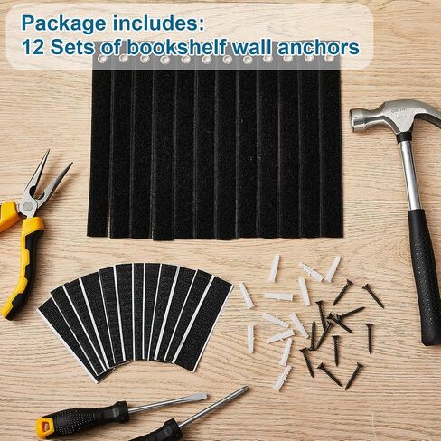 12 Sets Furniture Anchors, Furniture Wall Anchor Straps, Anti Tip Furniture and TV Safety Straps Furniture Wall Anchors for Baby Proofing Furniture Wall Straps for Home Dresser, Shelves, Bookcase in Saudi Arabia