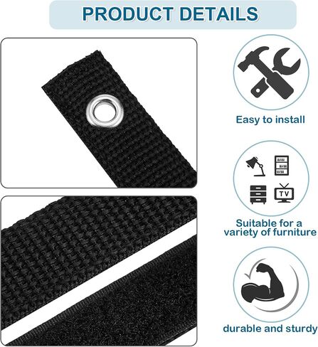 12 Sets Furniture Anchors, Furniture Wall Anchor Straps, Anti Tip Furniture and TV Safety Straps Furniture Wall Anchors for Baby Proofing Furniture Wall Straps for Home Dresser, Shelves, Bookcase in Saudi Arabia