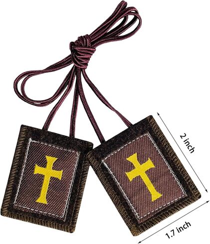 Scapulars Catholic,3 Pack Bulk Brown Scapular Of Our Lady Of Mount Carmel,Escapularios Catolicos Scapular Catholic Gift For Women Man,Mexican Catholic Decor Religious Statues Wall Cross Art Decoration in Kuwait