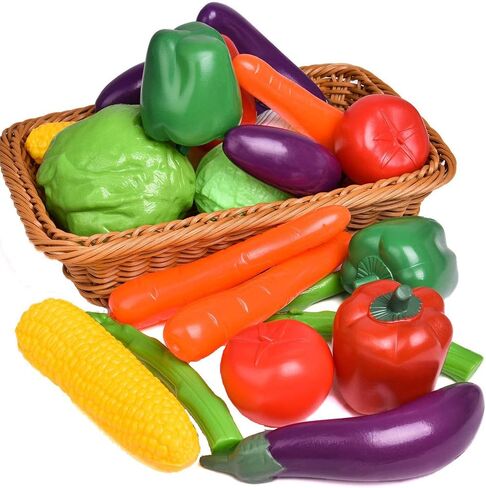 20 Pieces Play Vegetables Playset - Life-Sized Toy Food for Kids Kitchen, Healthy Farmer's Market Grocery Pretend Play Plastic Toy Set for Toddlers in Saudi Arabia