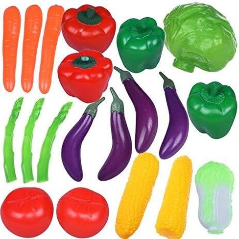 20 Pieces Play Vegetables Playset - Life-Sized Toy Food for Kids Kitchen, Healthy Farmer's Market Grocery Pretend Play Plastic Toy Set for Toddlers in Saudi Arabia