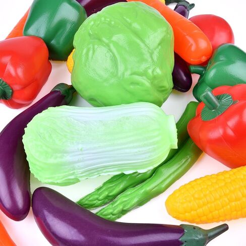 20 Pieces Play Vegetables Playset - Life-Sized Toy Food for Kids Kitchen, Healthy Farmer's Market Grocery Pretend Play Plastic Toy Set for Toddlers in Saudi Arabia