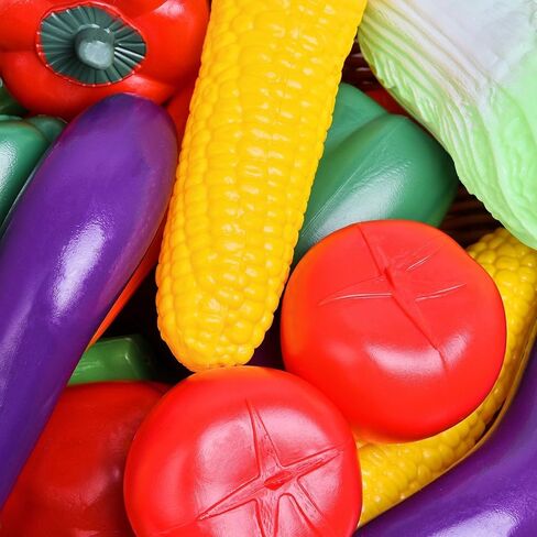 20 Pieces Play Vegetables Playset - Life-Sized Toy Food for Kids Kitchen, Healthy Farmer's Market Grocery Pretend Play Plastic Toy Set for Toddlers in Saudi Arabia