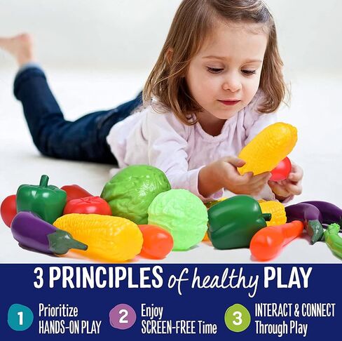 20 Pieces Play Vegetables Playset - Life-Sized Toy Food for Kids Kitchen, Healthy Farmer's Market Grocery Pretend Play Plastic Toy Set for Toddlers in Saudi Arabia