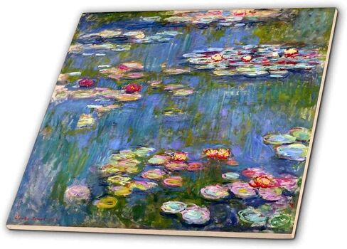 3dRose ct_155655_1 Water Lilies by Claude Monet-Impressionism-Impressionist Water Lilies on Pond-Famous Fine Art Ceramic Tile, 4-Inch in Saudi Arabia