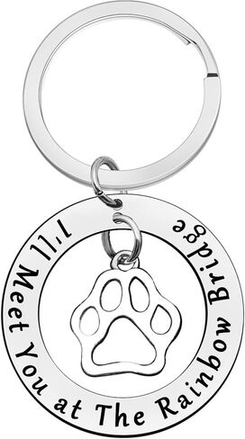 Xiahuyu Pet Memorial Keychain Pet Loss Gift I'll Meet You at The Rainbow Bridge Keychain Loss of Dog or Cat Memorial Gift Remembrance Bereavement Gift Pet Sympathy Gift for Loss of Dog Cat in Saudi Arabia