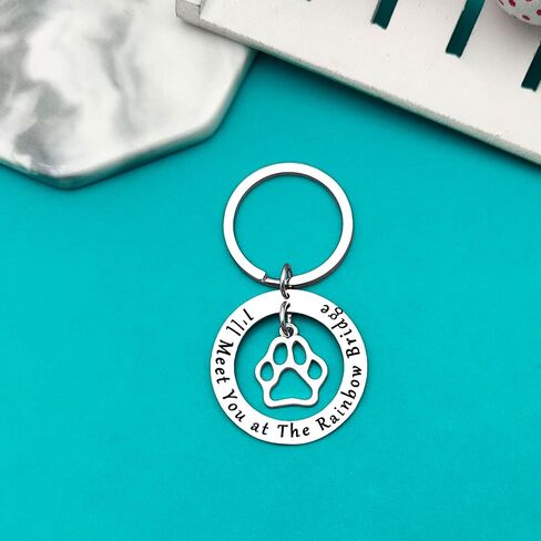 Xiahuyu Pet Memorial Keychain Pet Loss Gift I'll Meet You at The Rainbow Bridge Keychain Loss of Dog or Cat Memorial Gift Remembrance Bereavement Gift Pet Sympathy Gift for Loss of Dog Cat in Saudi Arabia