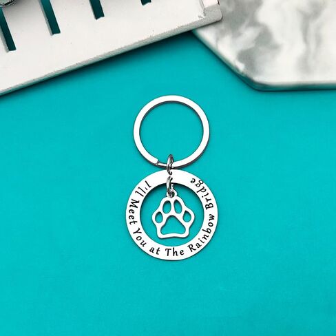 Xiahuyu Pet Memorial Keychain Pet Loss Gift I'll Meet You at The Rainbow Bridge Keychain Loss of Dog or Cat Memorial Gift Remembrance Bereavement Gift Pet Sympathy Gift for Loss of Dog Cat in Saudi Arabia
