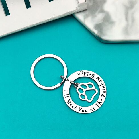 Xiahuyu Pet Memorial Keychain Pet Loss Gift I'll Meet You at The Rainbow Bridge Keychain Loss of Dog or Cat Memorial Gift Remembrance Bereavement Gift Pet Sympathy Gift for Loss of Dog Cat in Saudi Arabia