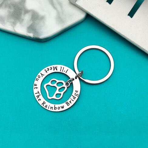 Xiahuyu Pet Memorial Keychain Pet Loss Gift I'll Meet You at The Rainbow Bridge Keychain Loss of Dog or Cat Memorial Gift Remembrance Bereavement Gift Pet Sympathy Gift for Loss of Dog Cat in Saudi Arabia