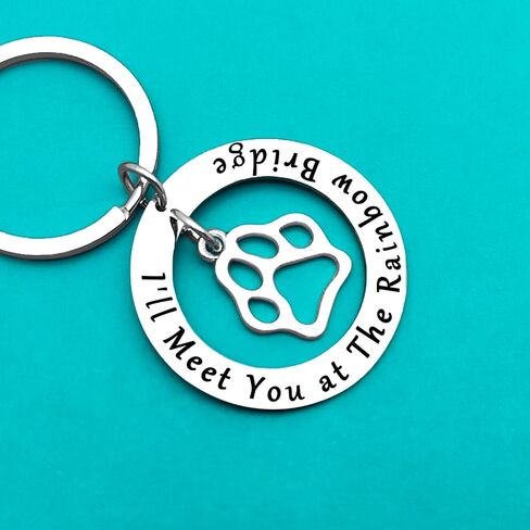 Xiahuyu Pet Memorial Keychain Pet Loss Gift I'll Meet You at The Rainbow Bridge Keychain Loss of Dog or Cat Memorial Gift Remembrance Bereavement Gift Pet Sympathy Gift for Loss of Dog Cat in Saudi Arabia