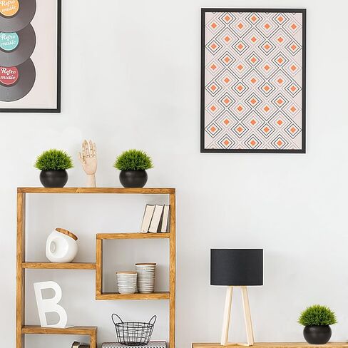 FIAHOSEY Fake Potted Plants Small Artificial Grass with Matte Black Ceramic Pots Faux Plant Greenery for Bathroom Living Room Office Tabletop Desk Shelf Decoration in Kuwait