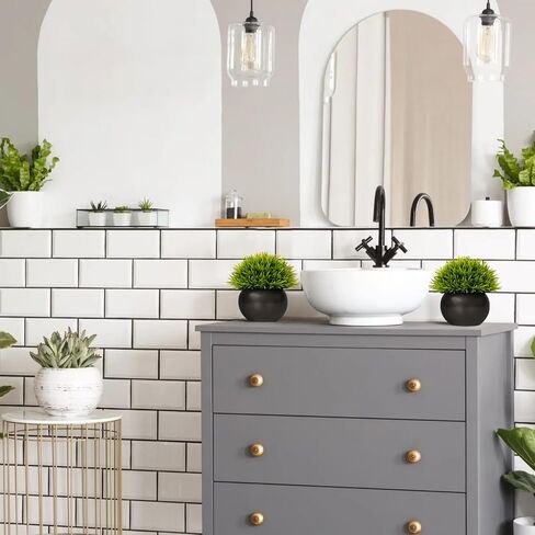 FIAHOSEY Fake Potted Plants Small Artificial Grass with Matte Black Ceramic Pots Faux Plant Greenery for Bathroom Living Room Office Tabletop Desk Shelf Decoration in Kuwait