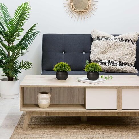 FIAHOSEY Fake Potted Plants Small Artificial Grass with Matte Black Ceramic Pots Faux Plant Greenery for Bathroom Living Room Office Tabletop Desk Shelf Decoration in Kuwait