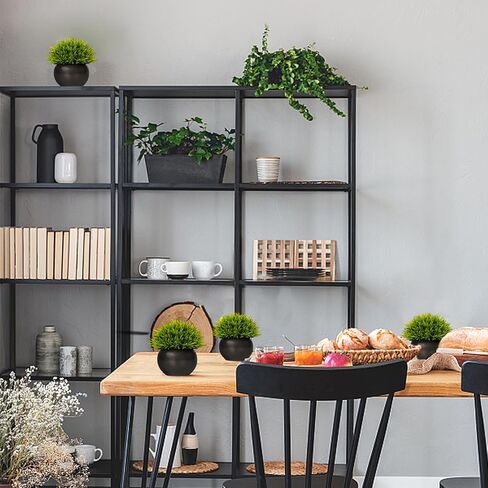 FIAHOSEY Fake Potted Plants Small Artificial Grass with Matte Black Ceramic Pots Faux Plant Greenery for Bathroom Living Room Office Tabletop Desk Shelf Decoration in Kuwait