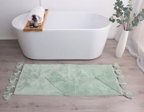 Bohemian Runner Moon Phases Bath Mat with Tassels Half Moon Rugs College Dorm Room Decor for Bathroom Hippie Witchy Area Rug Beige Neutral Creamy Black long 20x60 in Saudi Arabia