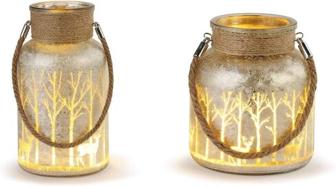 مجموعة برطمانات عيد الميلاد من الزجاج والجوت من ديمداكو ليت وودلاند بلون بني طبيعي 10 × 6 in Kuwait