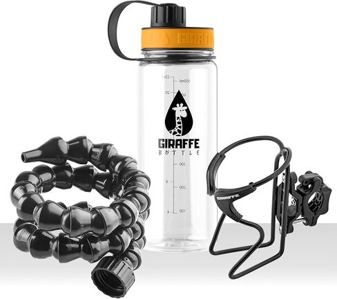 نظام شرب بدون استخدام اليدين على شكل برج الزرافة، زجاجة تريتان شفافة، مع حامل زجاجة مثبت على أنبوب دائري (الطول 25 بوصة / 63 سم) in Kuwait