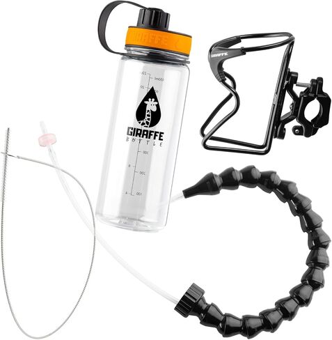 نظام شرب بدون استخدام اليدين على شكل برج الزرافة، زجاجة تريتان شفافة، مع حامل زجاجة مثبت على أنبوب دائري (الطول 25 بوصة / 63 سم) in Kuwait