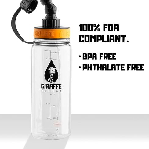 نظام شرب بدون استخدام اليدين على شكل برج الزرافة، زجاجة تريتان شفافة، مع حامل زجاجة مثبت على أنبوب دائري (الطول 25 بوصة / 63 سم) in Kuwait