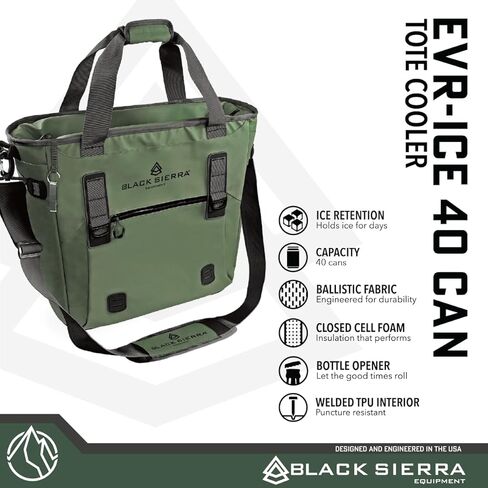Cooler Bag with Shoulder Straps, 40 Can Tote Bag for Camping, Portable Ice Chest Bag Stays Cold for 72 Hrs, Soft Cooler Insulated Leak Proof, Water Proof by Black Sierra Equipment in Kuwait