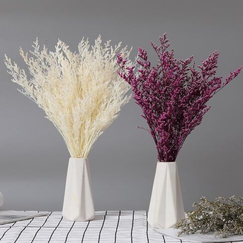 Dried Flowers Bouquet, Dry Caspia Flower Bundle, Floral Lavender, Babys Breath Artificial Flowers Arrangements for Wedding Decor, Door Wreath, Home Party Table Vase Decoration (White, 17'') in Kuwait