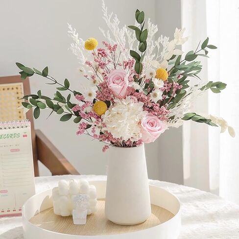 Dried Flowers Bouquet, Dry Caspia Flower Bundle, Floral Lavender, Babys Breath Artificial Flowers Arrangements for Wedding Decor, Door Wreath, Home Party Table Vase Decoration (White, 17'') in Kuwait