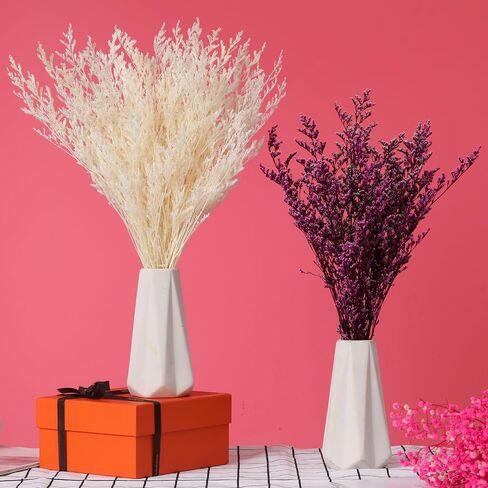 Dried Flowers Bouquet, Dry Caspia Flower Bundle, Floral Lavender, Babys Breath Artificial Flowers Arrangements for Wedding Decor, Door Wreath, Home Party Table Vase Decoration (White, 17'') in Kuwait